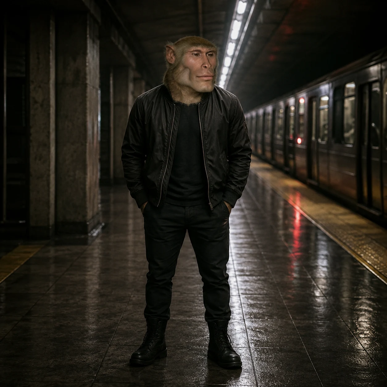 Sigma Ape on a dark platform