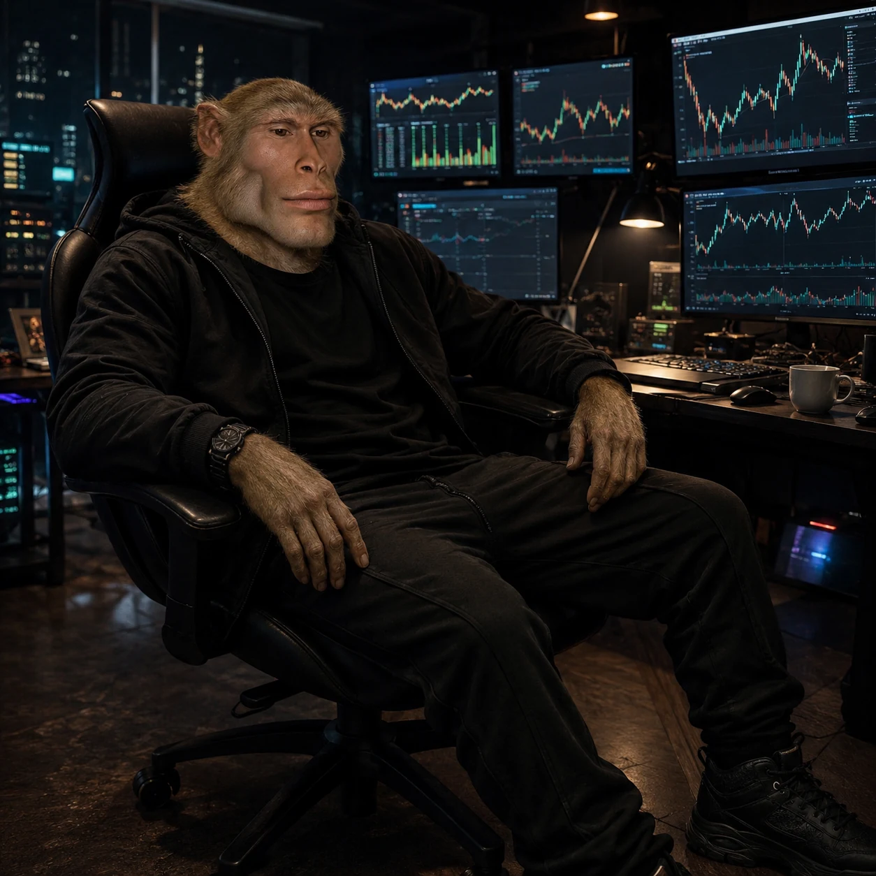 Sigma Ape in a trading room